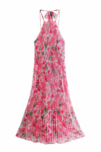 Robe longue rose pour femme