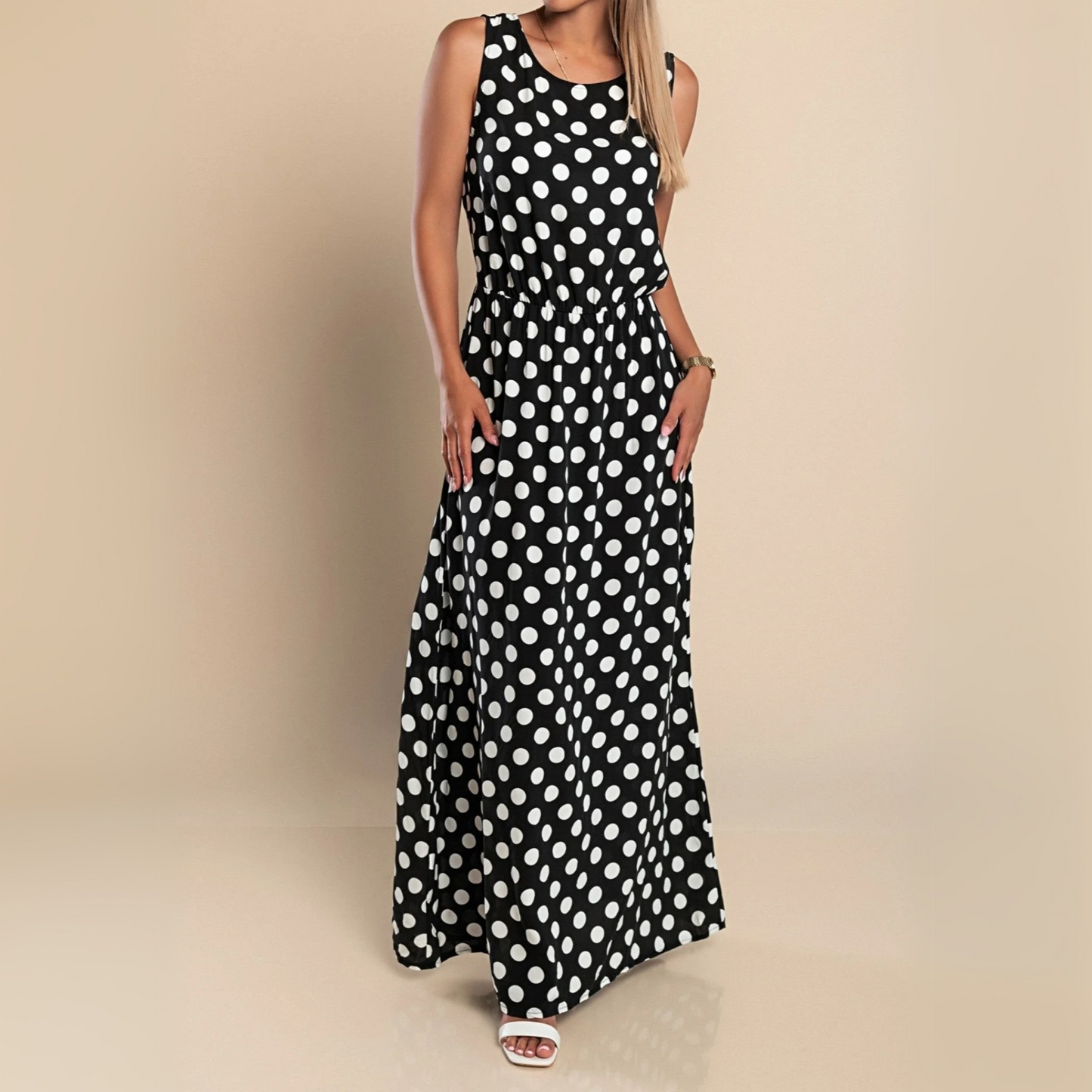 Robe longue à pois pour femme