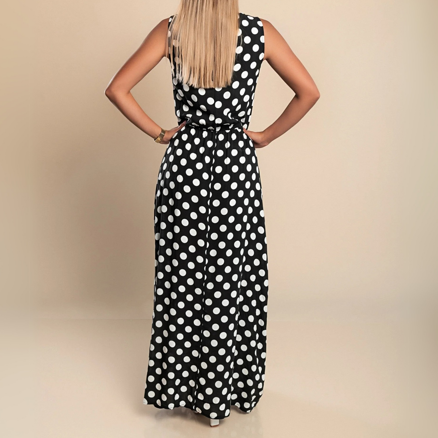 Robe longue à pois pour femme
