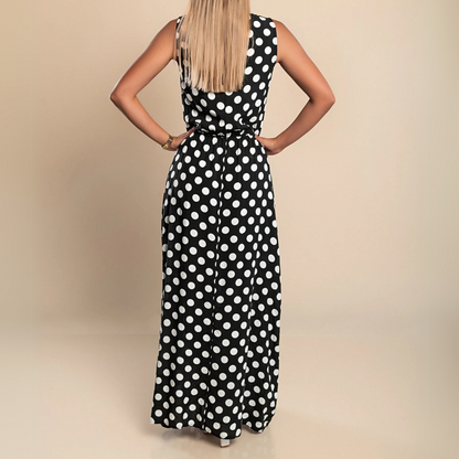 Robe longue à pois pour femme