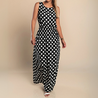Robe longue à pois pour femme