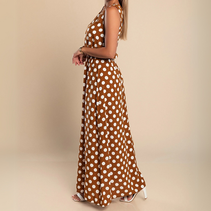 Robe longue à pois pour femme