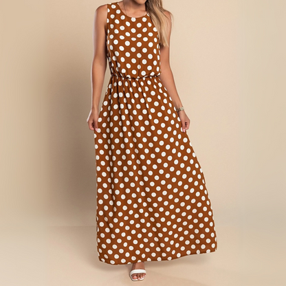 Robe longue à pois pour femme