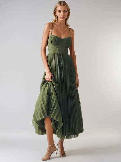 Robe maxi plissée sculptée pour femme