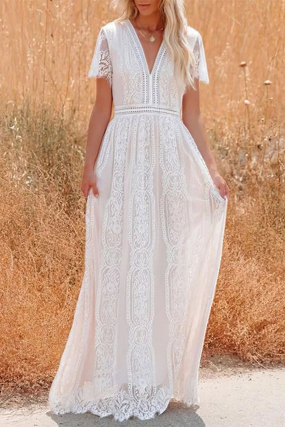 Robe blanche en dentelle pour femme