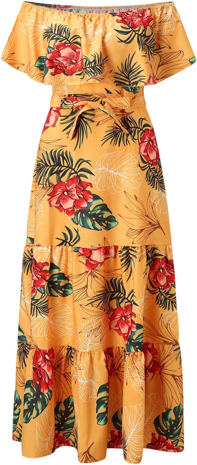Robe longue jaune pour femme