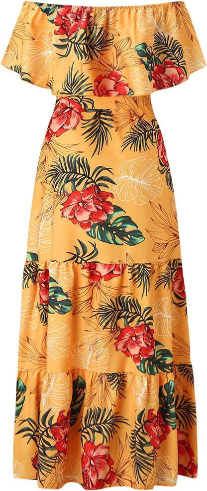 Robe longue jaune pour femme