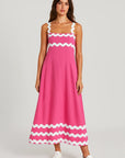 Robe Maxi Femme à Détails Vagues – Coupe Fluide et Décontractée