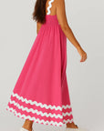 Robe Maxi Femme à Détails Vagues – Coupe Fluide et Décontractée