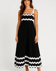 Robe Maxi Femme à Détails Vagues – Coupe Fluide et Décontractée