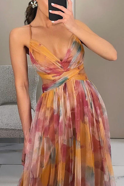 Robe maxi femme en mesh floral – Buste ajusté jupe fluide