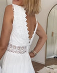Robe longue en dentelle femme – robe ajustée col V