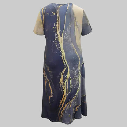 Robe Midi Femme Imprimée – Coupe Ample Tissu Fluide