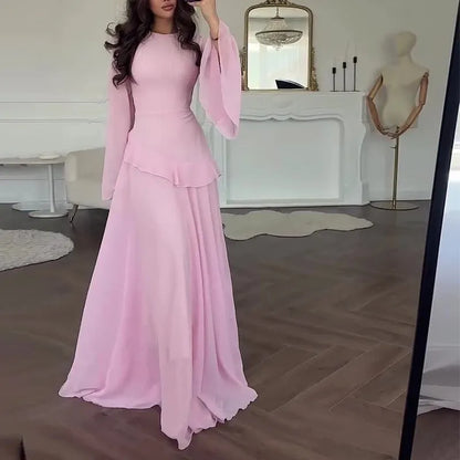Robe Femme Col Rond Moulante Manches Longues – Tombé Fluide