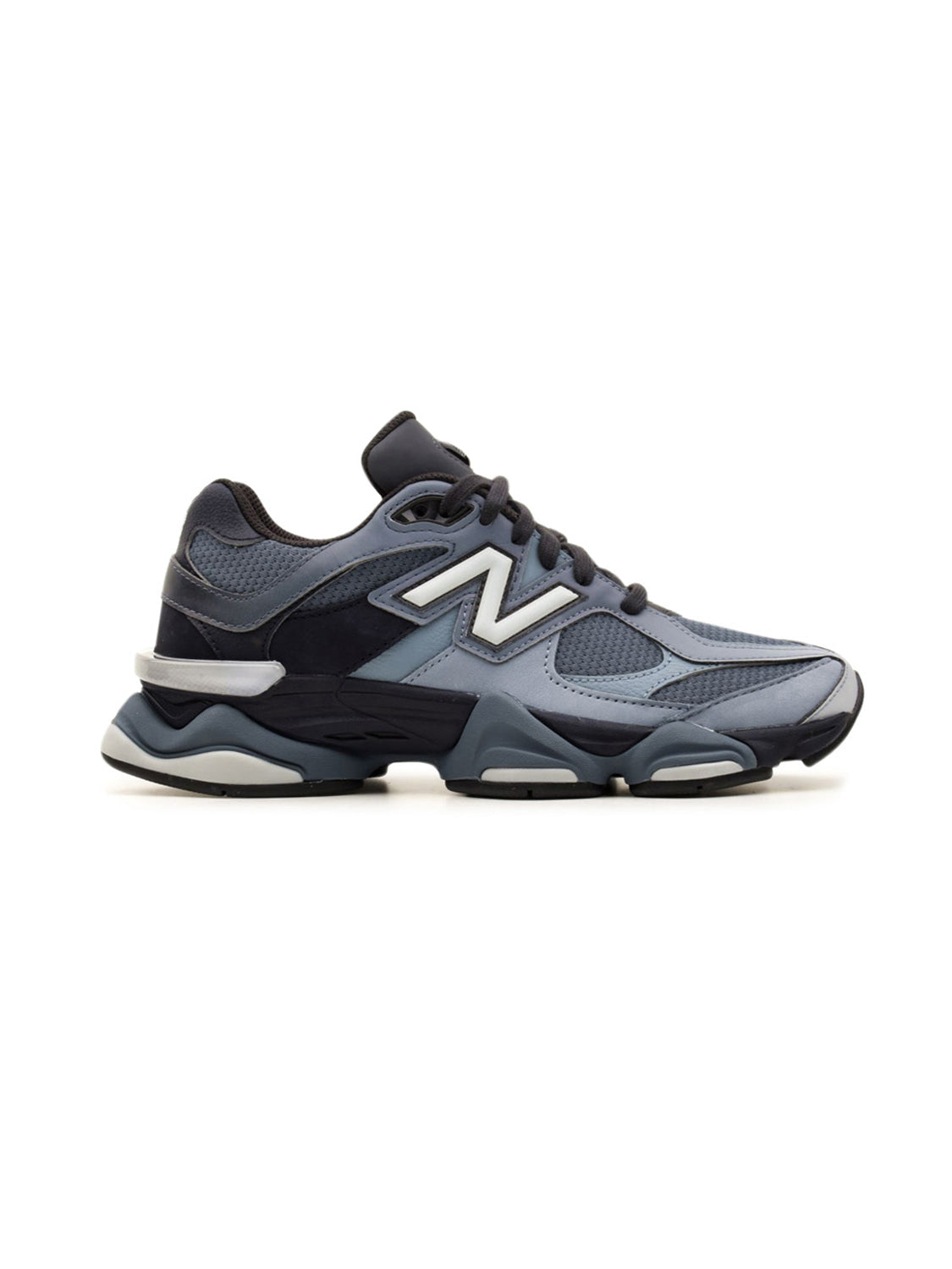 New Balance 9060 Bleu baskets basses homme et femme daim et mesh bleu, vue de profil
