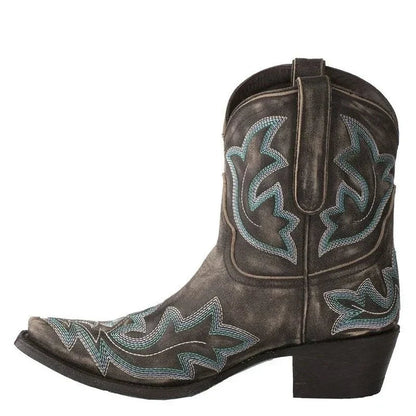 Santiags Femme Léonie Brodées Style Western à Talon Bas