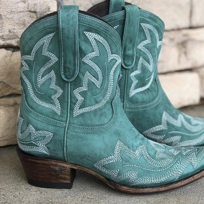 Santiags Femme Léonie Brodées Style Western à Talon Bas