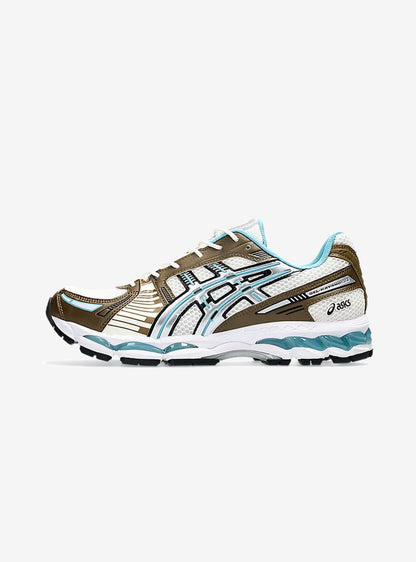 Asics Gel-Kayano 12.1 Homme Femme Brown Blue, Baskets Basses en Mesh, Cuir Synthétique et Cuir, Amorti GEL