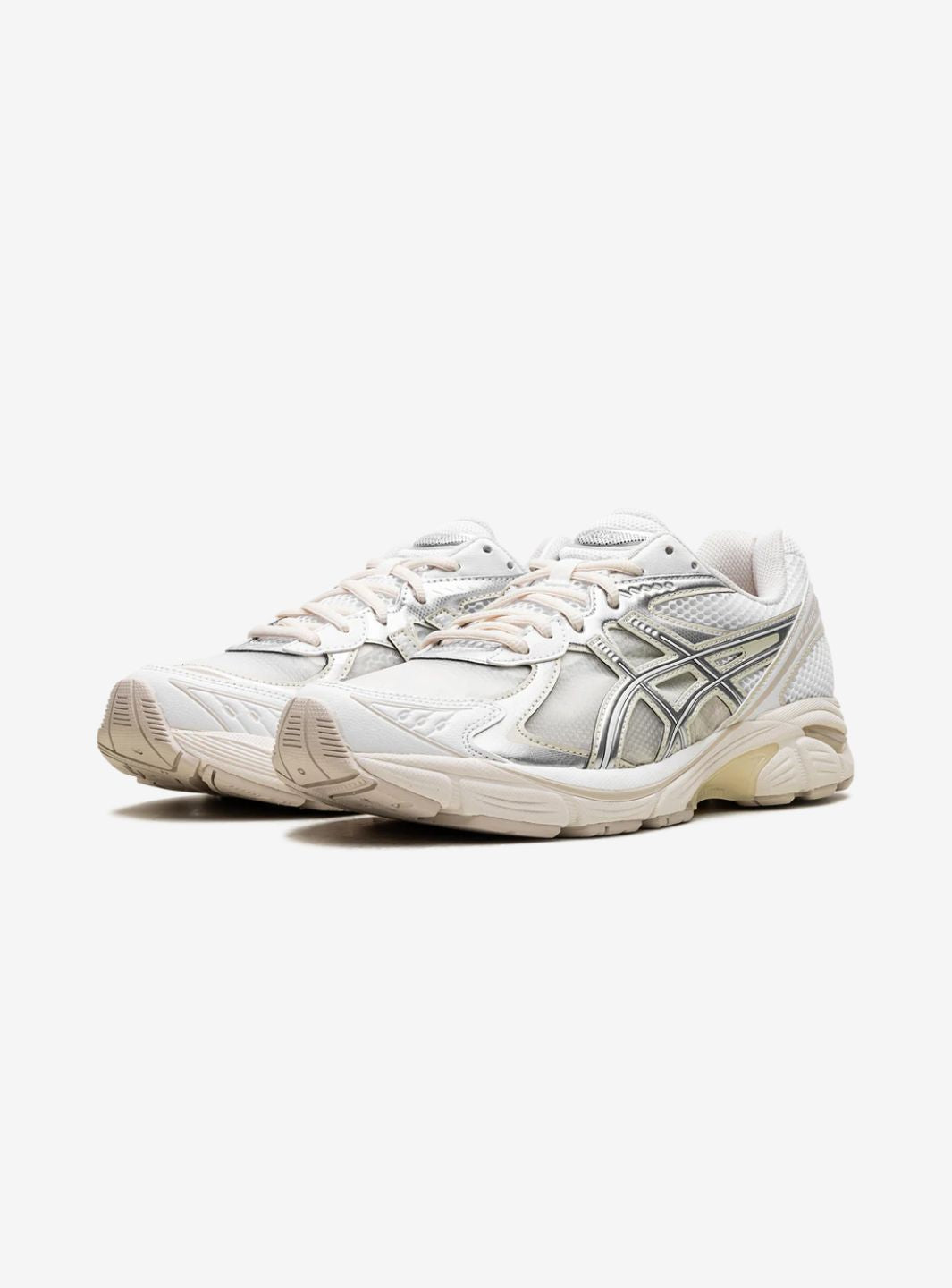Asics GT-2160 Above the Clouds White Pure Silver baskets basses homme et femme en mesh et cuir synthétique blanc argent, vue 