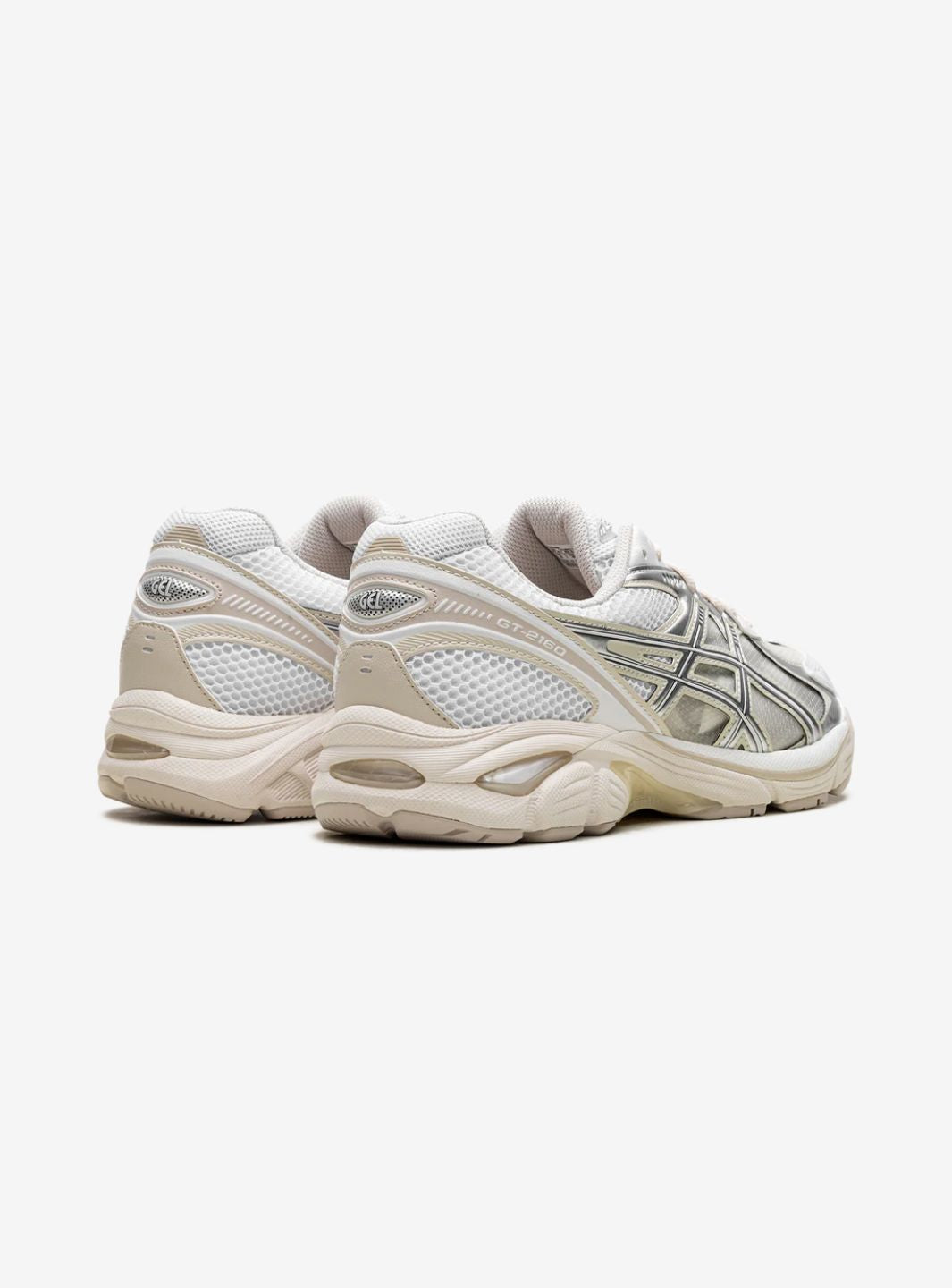 Asics GT-2160 Above the Clouds White Pure Silver baskets basses homme et femme en mesh et cuir synthétique blanc argent, déta