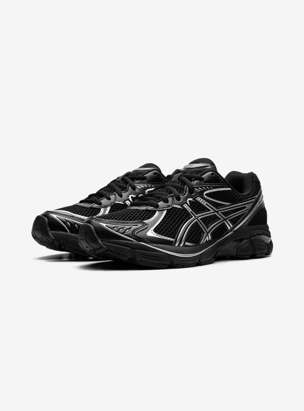 Asics GT-2160 Black Pure Silver baskets basses homme et femme en mesh et cuir synthétique noir argent, vue de face