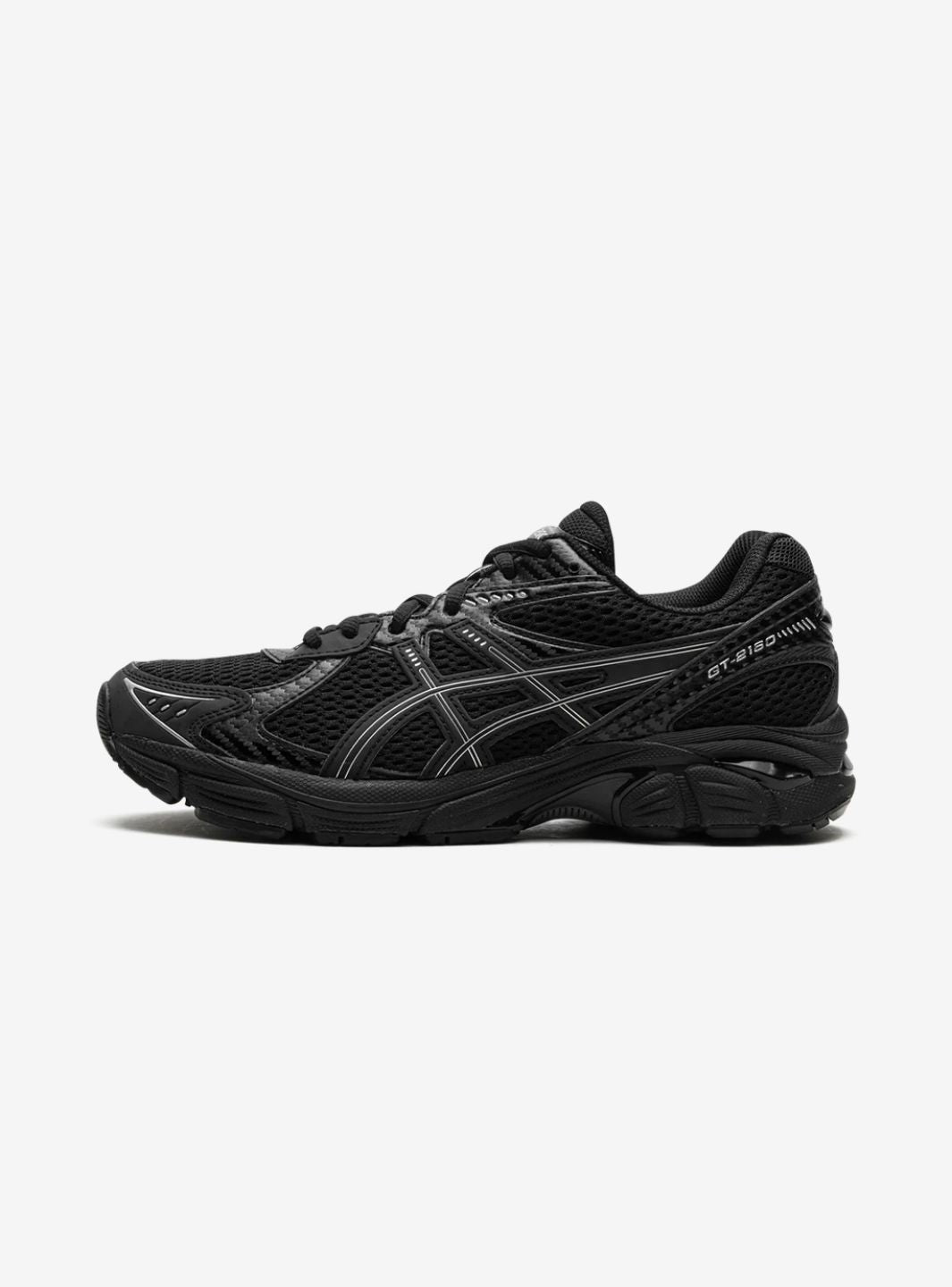 Asics GT-2160 JJJJound Black baskets basses homme et femme en mesh et cuir synthétique noir, vue de profil