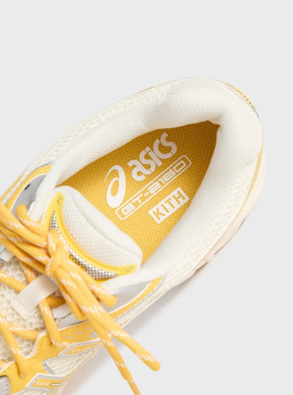 Asics GT-2160 Kith Cream Solar Power (2025) baskets basses homme et femme en mesh et cuir synthétique crème, vue de dessus