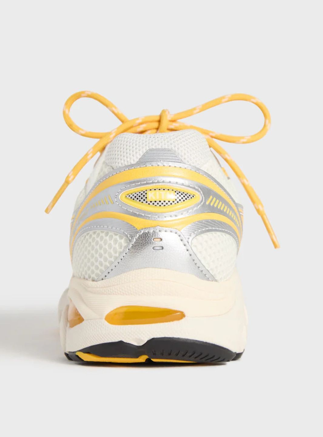 Asics GT-2160 Kith Cream Solar Power (2025) baskets basses homme et femme en mesh et cuir synthétique crème, détail talon