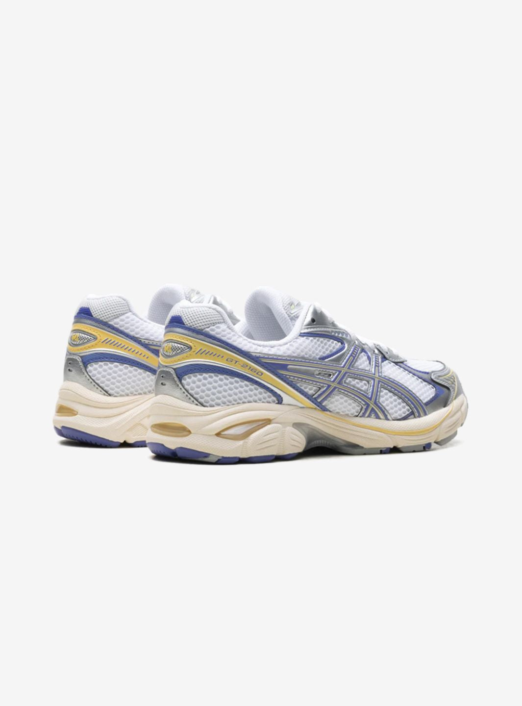 Asics GT-2160 White Blue Violet baskets basses homme et femme en mesh et cuir synthétique blanc bleu, détail semelle
