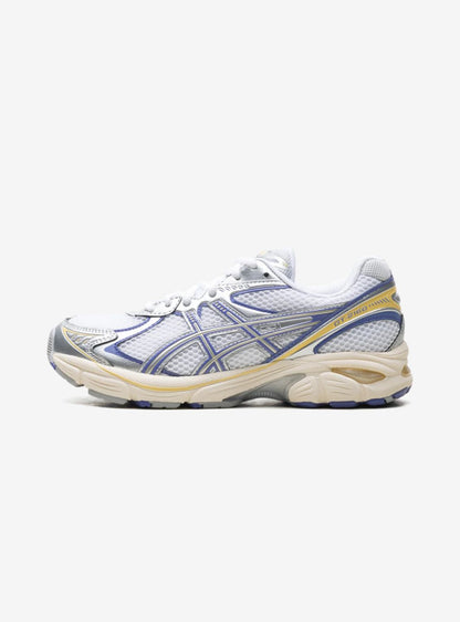 Asics GT-2160 White Blue Violet baskets basses homme et femme en mesh et cuir synthétique blanc bleu, vue de profil