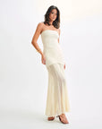 Robe Maxi Femme Épaules Dénudées – Froncée et Voile Transparent