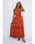 Robe Femme Maxi à Imprimé Halter – Lacets & Dos Nu Vacances