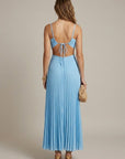 Robe Maxi Femme à Col Halter Plissée – Dos Noué Découpé