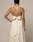 Robe Maxi Femme à Col Halter – Volants à Étages Dos Ouvert