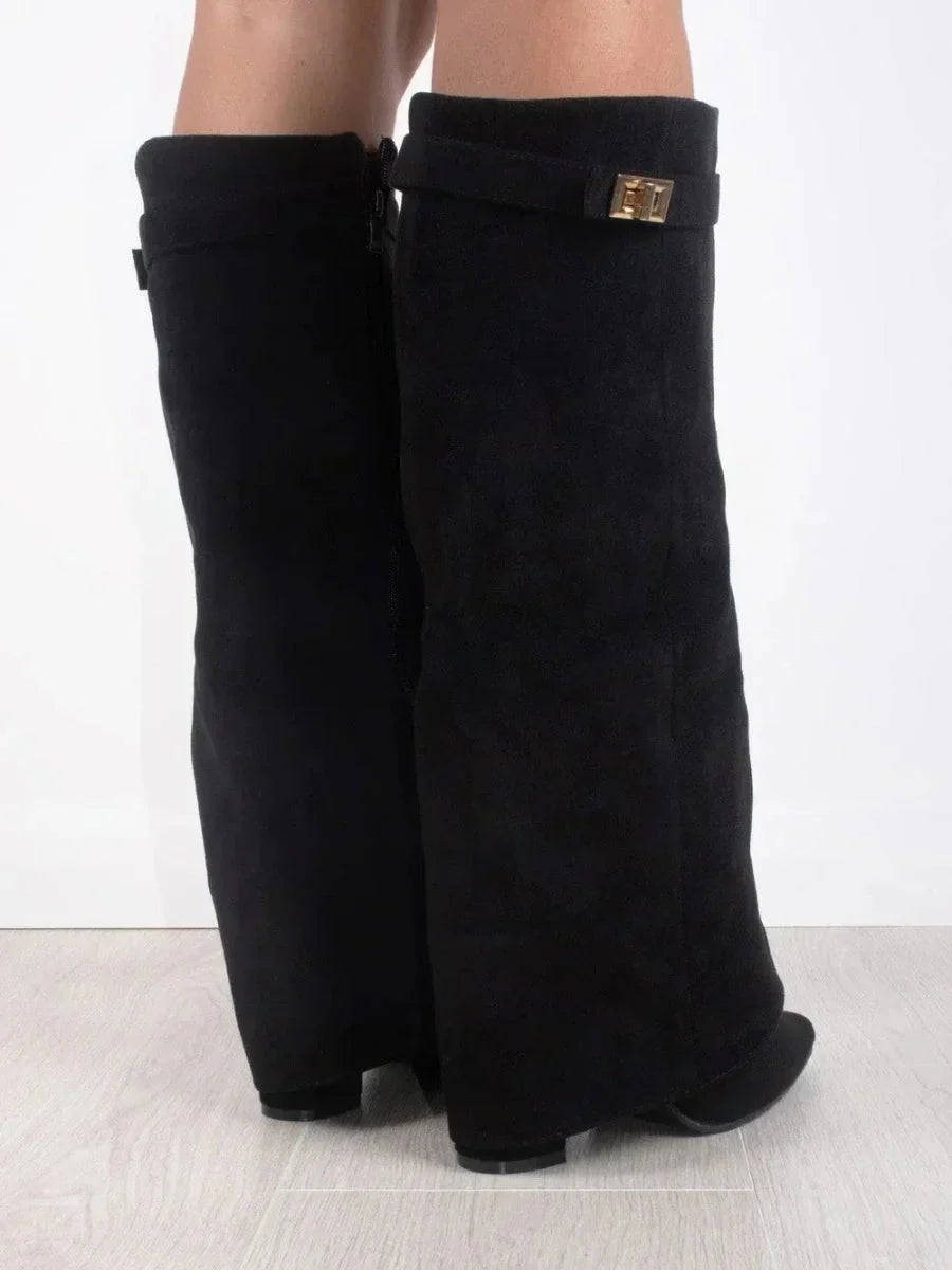 Bottes Femme Maëlys en Daim à Détails Métalliques