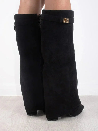 Bottes Femme Maëlys en Daim à Détails Métalliques