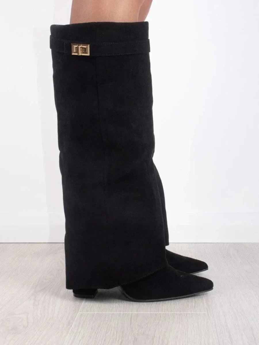 Bottes Femme Maëlys en Daim à Détails Métalliques