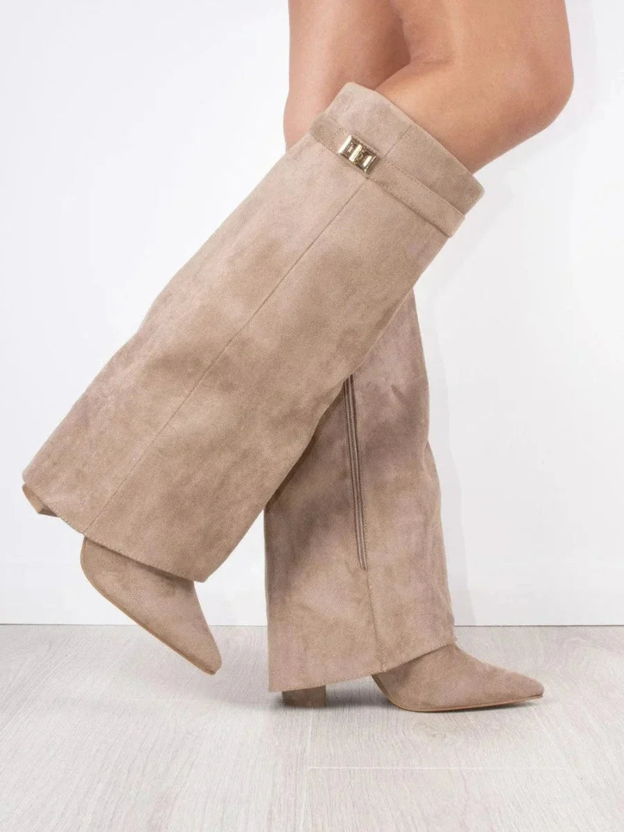 Bottes Femme Louane en Daim à Boucles Métalliques