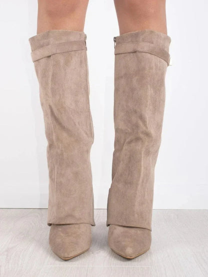 Bottes Femme Louane en Daim à Boucles Métalliques