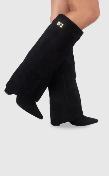 Bottes Femme Louane en Daim à Boucles Métalliques