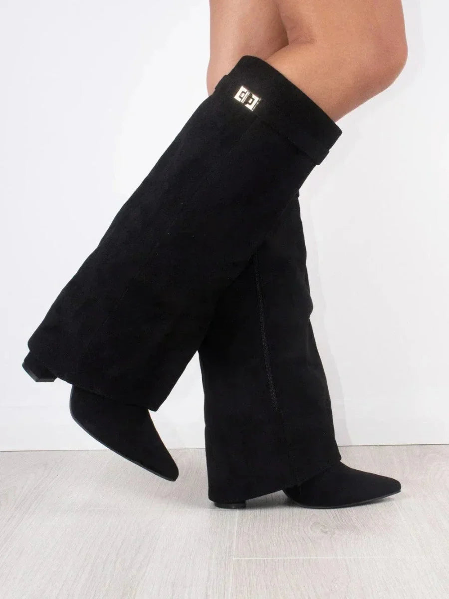 Bottes Femme Louane en Daim à Boucles Métalliques