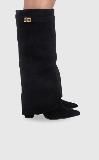 Bottes Femme Louane en Daim à Boucles Métalliques