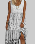 Robe Femme Longue Imprimée Fleurie – Coupe Ample Sans Manches