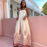 Robe Femme Imprimée en Coton et Lin – Bretelles Fines et Coupe Décontractée