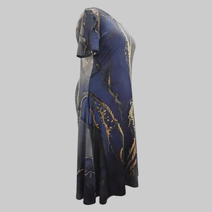 Robe Midi Femme Imprimée – Coupe Ample Tissu Fluide