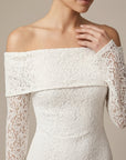 Robe Longue Femme Épaules Dénudées – Sirène Dentelle Contrastée Manches Évasées