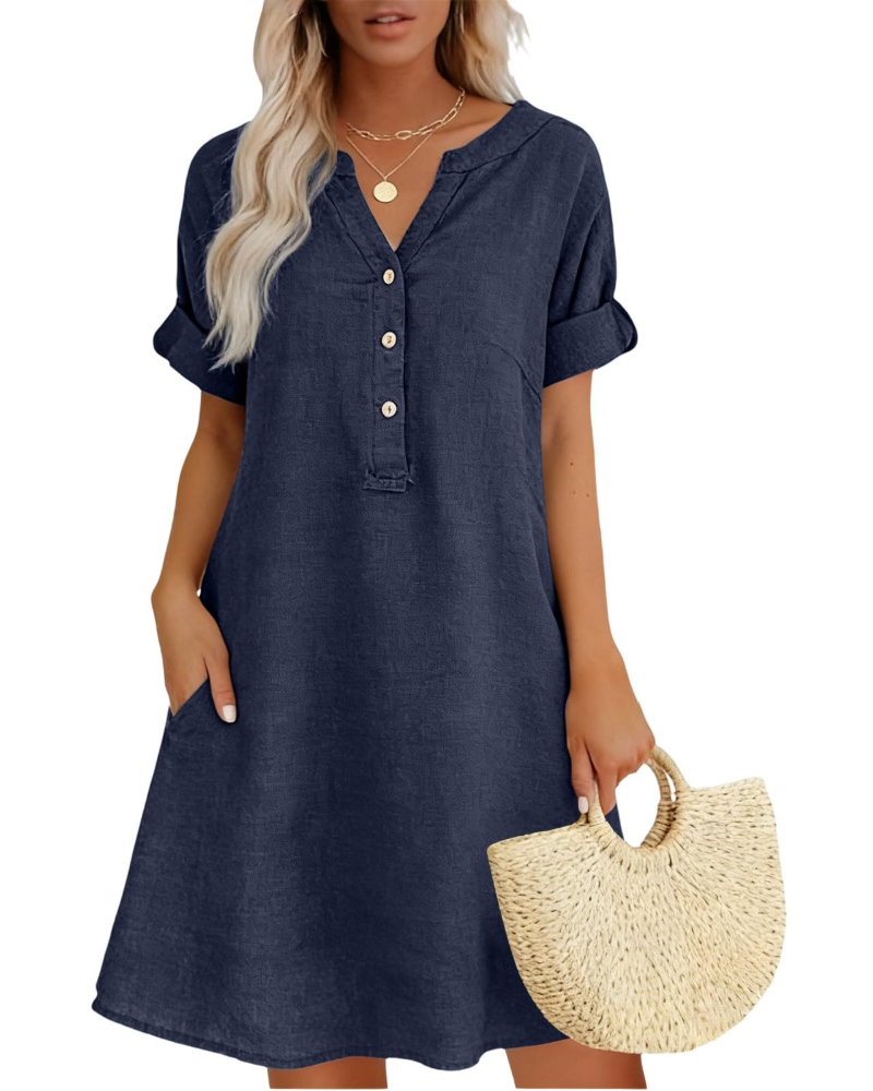 Robe Midi Femme en tissu léger, coupe ample – Menvelo