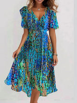 Menvelo Robe Midi Femme Col V