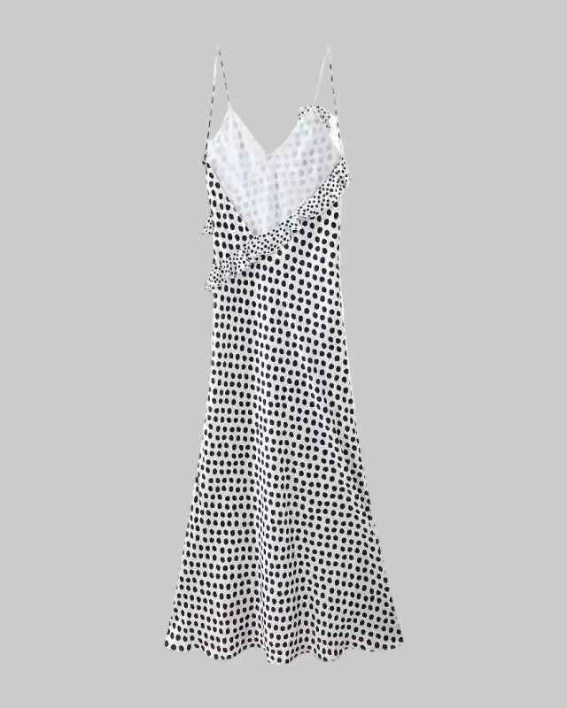 Robe Longue Femme à Pois – Coupe Fluide Sans Manches