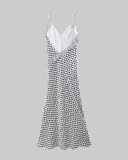 Robe Longue Femme à Pois – Coupe Fluide Sans Manches